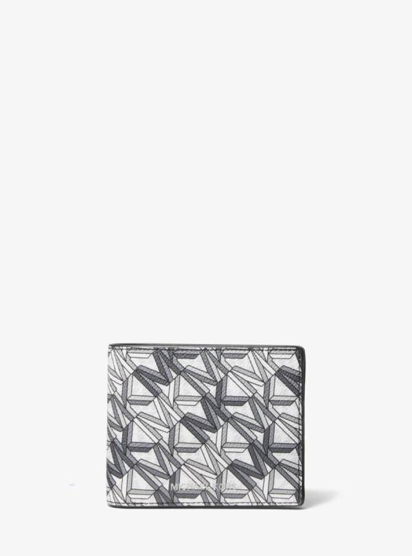 Panske Penazenky Michael Kors Harrison Graphic Logo Billfold With Passcase Biele Čierne - Doplnky Michael Kors Nejlevnejsi | RQCIF-9516